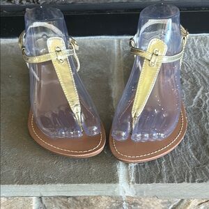 Loft - Gold and Brown Women's Sandals, Size 6